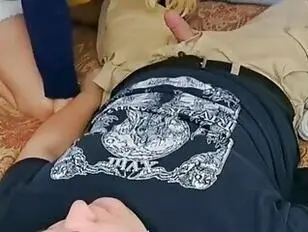 Hot footjob and face sitting domination