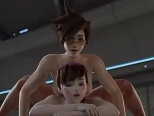 Анальный кремовый пирог Futanari Sex Overwatch Porno,где транссексуал Трейсер трахает DVa в задницу и кончает внутрь
