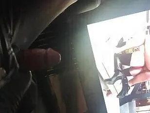 big dic in leather pants masturbation in leather gloves