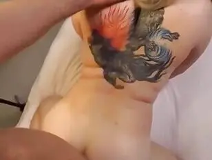 Real man having sex with a blonde sexy tranny