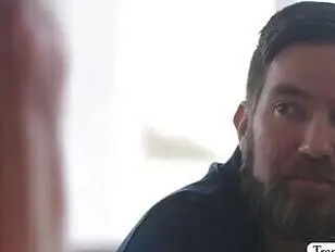 Stepdad destroys shemale stepteens ass