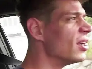 Hunk dude lets hitch hiker shemale suck and ride his cock